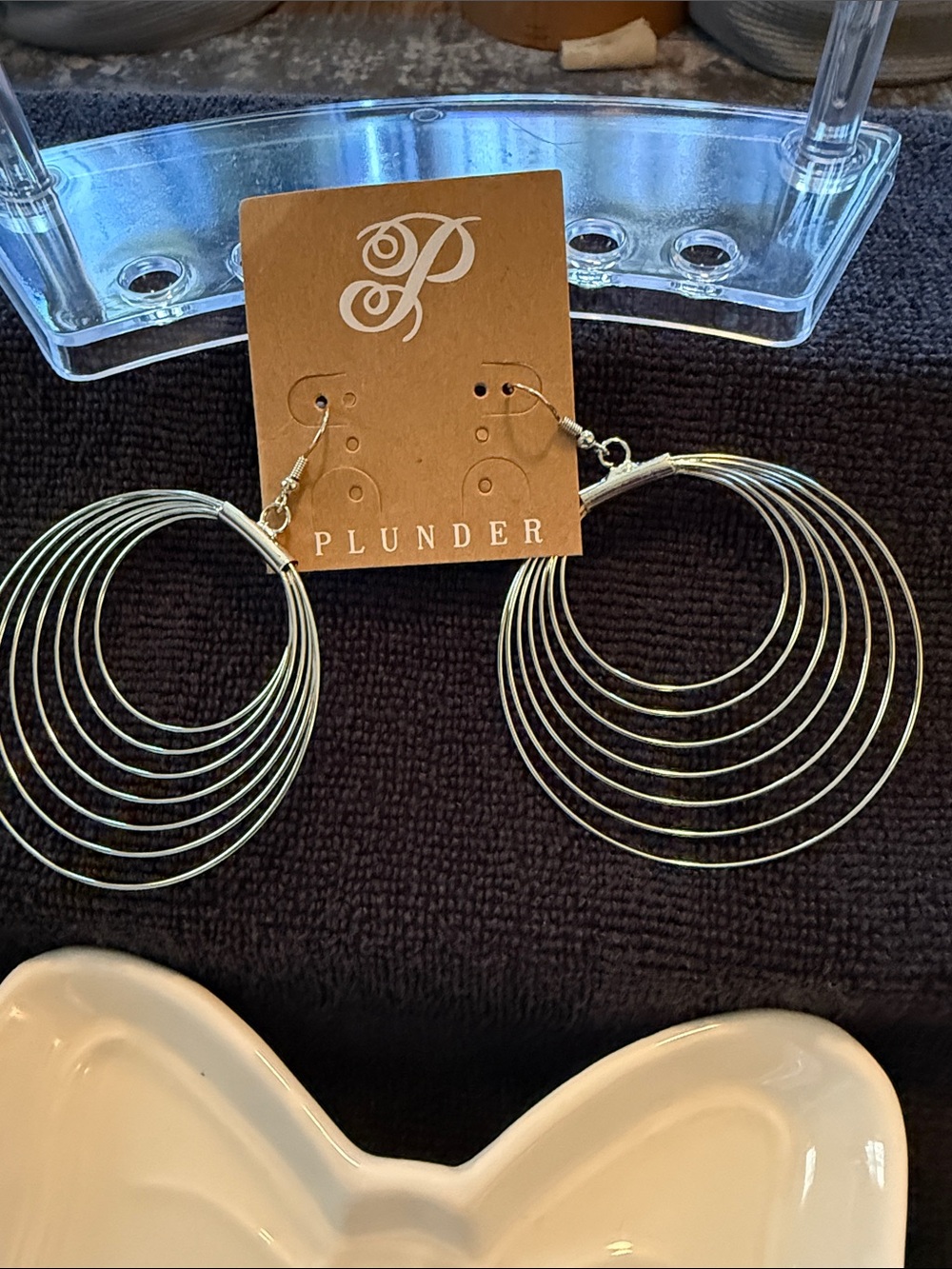 Plunder Shiny Silver Layered Hoop Earrings
